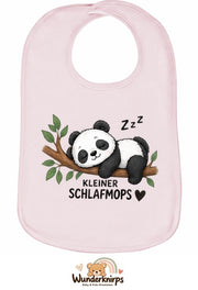 Baby-Lätzchen Olli-01 in Pastellrosa mit Motiv Kleiner Schlafmops – Panda