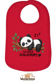 Baby-Lätzchen Olli-01 in Rot mit Motiv Kleiner Schlafmops – Panda