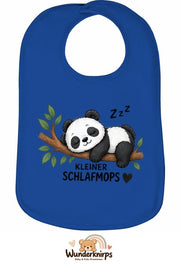 Baby-Lätzchen Olli-01 in Royalblau mit Motiv Kleiner Schlafmops – Panda