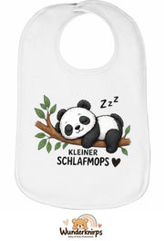 Baby-Lätzchen Olli-01 in Weiß mit Motiv Kleiner Schlafmops – Panda