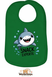 Baby-Lätzchen Olli-01 in Grün mit Motiv Snack-Experte – Hai