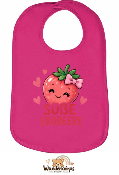 Baby-Lätzchen Olli-01 in Pink mit Motiv Süße Erdbeere