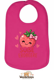 Baby-Lätzchen Olli-01 in Pink mit Motiv Süße Erdbeere
