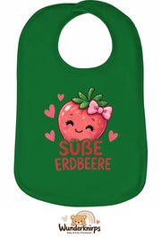 Baby-Lätzchen Olli-01 in Grün mit Motiv Süße Erdbeere