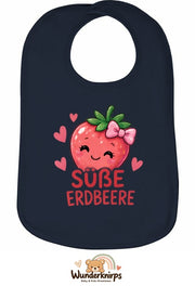 Baby-Lätzchen Olli-01 in Marineblau mit Motiv Süße Erdbeere
