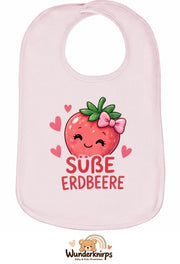 Baby-Lätzchen Olli-01 in Pastellrosa mit Motiv Süße Erdbeere