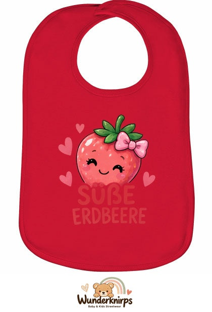 Baby-Lätzchen Olli-01 in Rot mit Motiv Süße Erdbeere