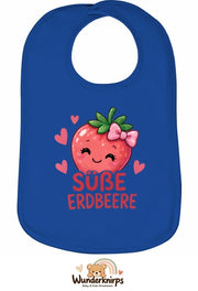 Baby-Lätzchen Olli-01 in Royalblau mit Motiv Süße Erdbeere