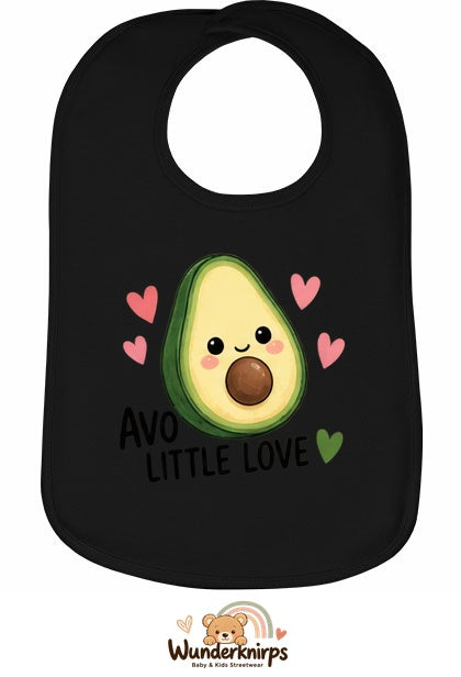 Baby-Lätzchen Olli-01 in Schwarz mit Motiv Avo Little Love