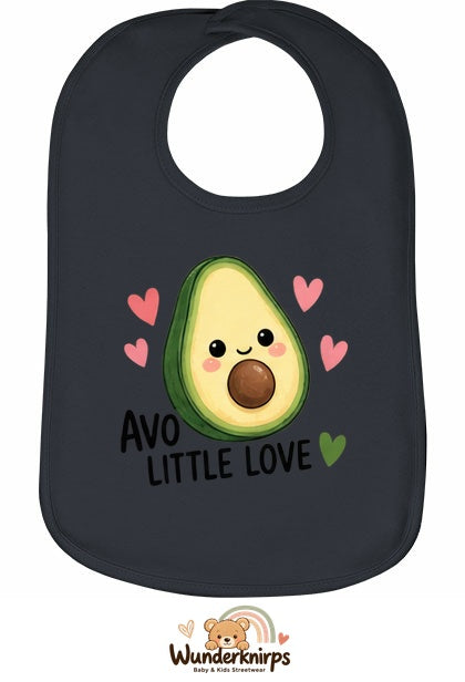 Baby-Lätzchen Olli-01 in Anthrazit mit Motiv Avo Little Love