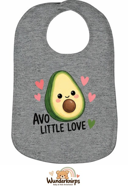 Baby-Lätzchen Olli-01 in Grau meliert mit Motiv Avo Little Love