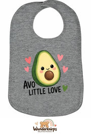 Baby-Lätzchen Olli-01 in Grau meliert mit Motiv Avo Little Love