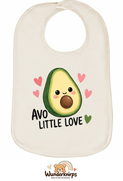 Baby-Lätzchen Olli-01 in Natur mit Motiv Avo Little Love