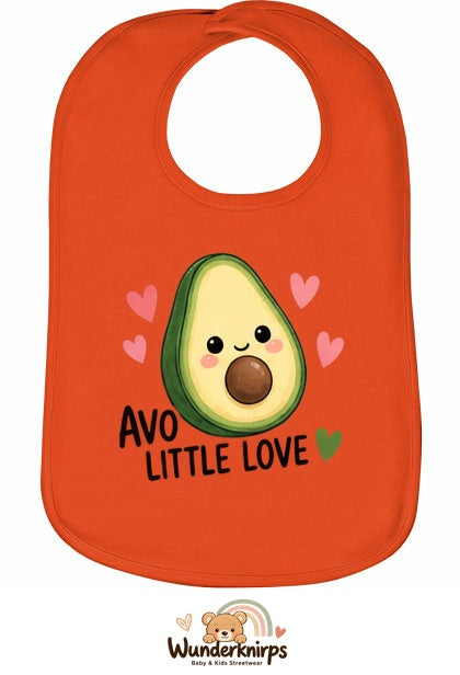 Baby-Lätzchen Olli-01 in Orange mit Motiv Avo Little Love