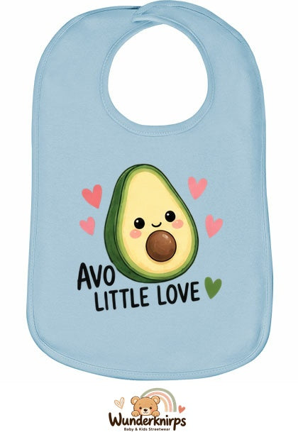 Baby-Lätzchen Olli-01 in Pastellblau mit Motiv Avo Little Love