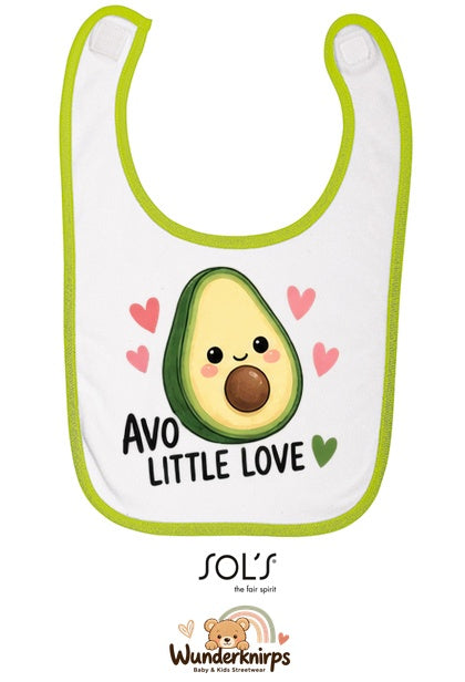 Baby-Lätzchen SOL’S Babib in Weiß / Apfelgrün mit Motiv Avo Little Love