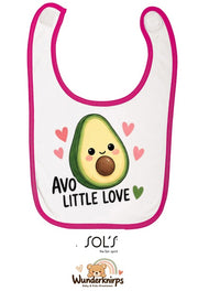 Baby-Lätzchen SOL’S Babib in Weiß / Fuchsia mit Motiv Avo Little Love