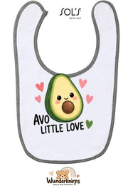 Baby-Lätzchen SOL’S Babib in Weiß / Grau meliert mit Motiv Avo Little Love