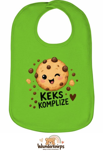 Baby-Lätzchen Olli-01 in Apfelgrün mit Motiv Keks-Komplize