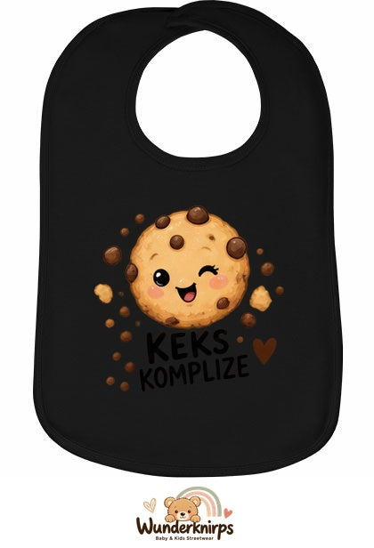Baby-Lätzchen Olli-01 in Schwarz mit Motiv Keks-Komplize