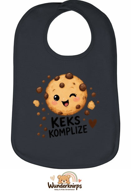 Baby-Lätzchen Olli-01 in Anthrazit mit Motiv Keks-Komplize