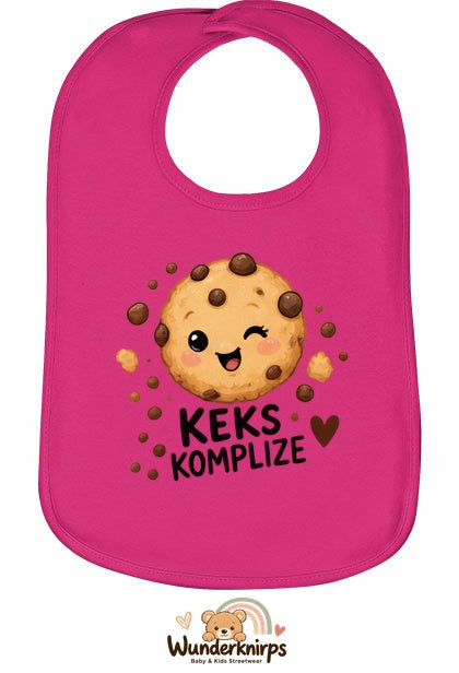 Baby-Lätzchen Olli-01 in Pink mit Motiv Keks-Komplize