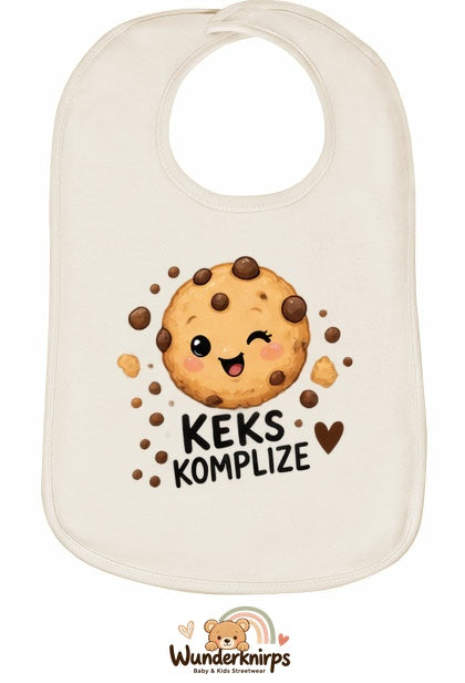 Baby-Lätzchen Olli-01 in Natur mit Motiv Keks-Komplize