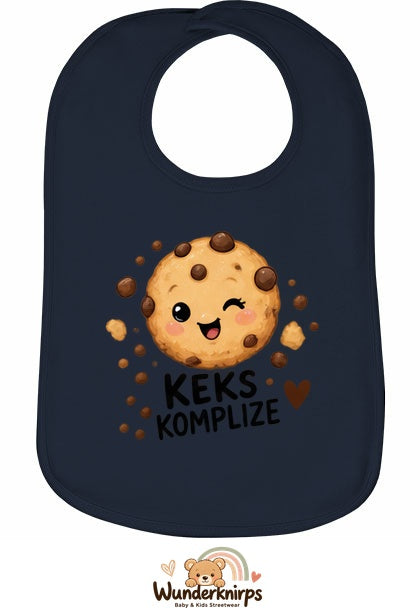 Baby-Lätzchen Olli-01 in Marineblau mit Motiv Keks-Komplize