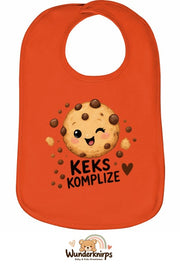 Baby-Lätzchen Olli-01 in Orange mit Motiv Keks-Komplize