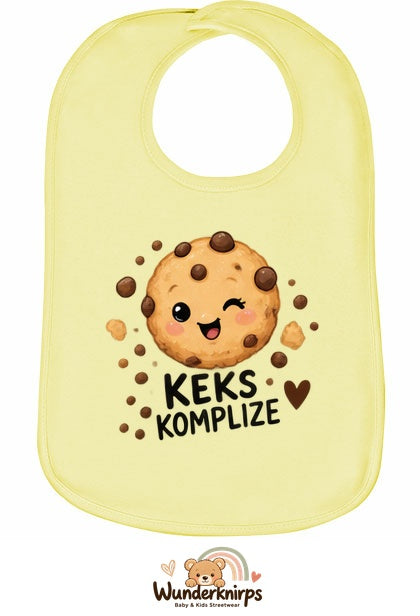 Baby-Lätzchen Olli-01 in Pastellgelb mit Motiv Keks-Komplize