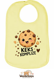 Baby-Lätzchen Olli-01 in Pastellgelb mit Motiv Keks-Komplize