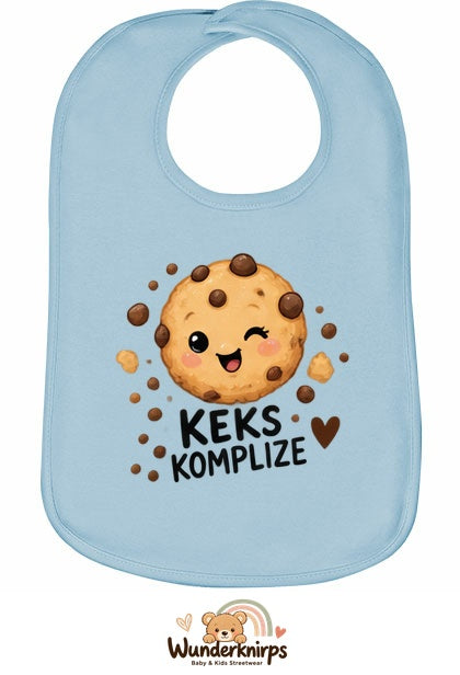 Baby-Lätzchen Olli-01 in Pastellblau mit Motiv Keks-Komplize