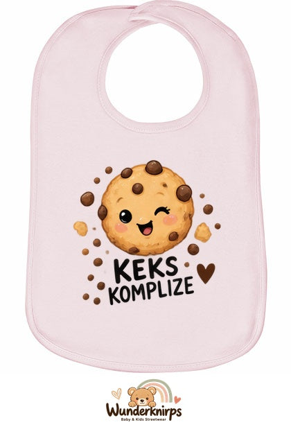 Baby-Lätzchen Olli-01 in Pastellrosa mit Motiv Keks-Komplize