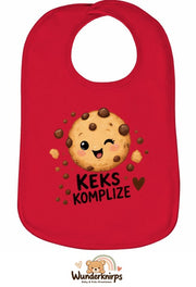 Baby-Lätzchen Olli-01 in Rot mit Motiv Keks-Komplize