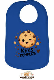 Baby-Lätzchen Olli-01 in Royalblau mit Motiv Keks-Komplize