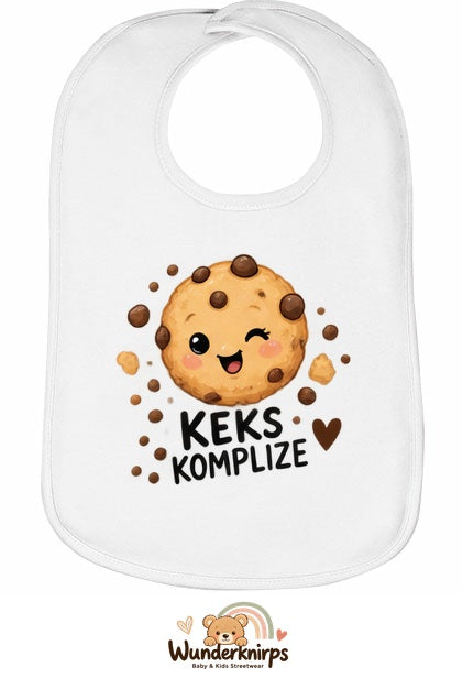 Baby-Lätzchen Olli-01 in Weiß mit Motiv Keks-Komplize