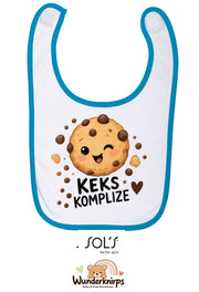 Baby-Lätzchen SOL’S Babib in Weiß / Aqua mit Motiv Keks-Komplize