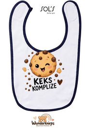 Baby-Lätzchen SOL’S Babib in Weiß / Marineblau mit Motiv Keks-Komplize
