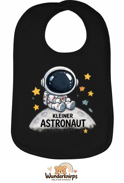 Baby-Lätzchen Olli-01 in Schwarz mit Motiv Kleiner Astronaut