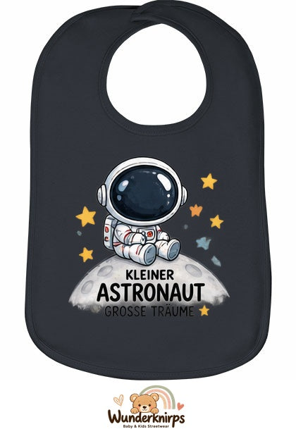 Baby-Lätzchen Olli-01 in Anthrazit mit Motiv Kleiner Astronaut