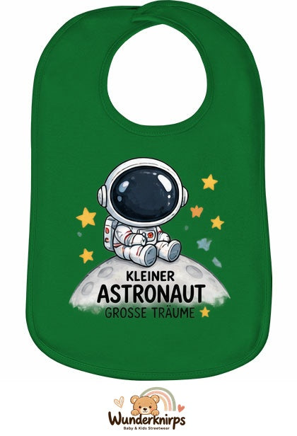 Baby-Lätzchen Olli-01 in Grün mit Motiv Kleiner Astronaut