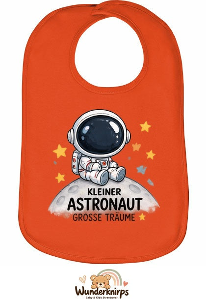 Baby-Lätzchen Olli-01 in Orange mit Motiv Kleiner Astronaut