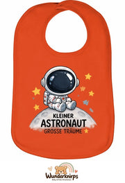 Baby-Lätzchen Olli-01 in Orange mit Motiv Kleiner Astronaut