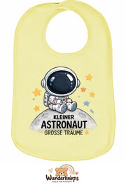 Baby-Lätzchen Olli-01 in Pastellgelb mit Motiv Kleiner Astronaut