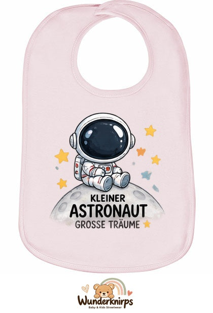 Baby-Lätzchen Olli-01 in Pastellrosa mit Motiv Kleiner Astronaut