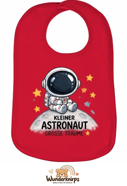 Baby-Lätzchen Olli-01 in Rot mit Motiv Kleiner Astronaut