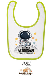 Baby-Lätzchen SOL’S Babib in Weiß / Apfelgrün mit Motiv Kleiner Astronaut
