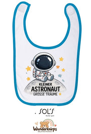 Baby-Lätzchen SOL’S Babib in Weiß / Aqua mit Motiv Kleiner Astronaut