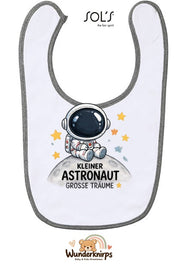 Baby-Lätzchen SOL’S Babib in Weiß / Grau meliert mit Motiv Kleiner Astronaut