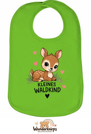 Baby-Lätzchen Olli-01 in Apfelgrün mit Motiv Kleines Waldkind – Reh